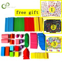 Wooden Mathematics Montessori Teaching Aids Counting Stick Geometry Shape Chips 3D Geometry Blocks Math Toys for Kid gift WXK